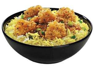 Crispy chicken strips with rice